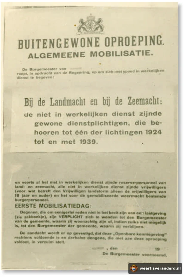 Buitengewone oproeping voor de algemene mobilisatie