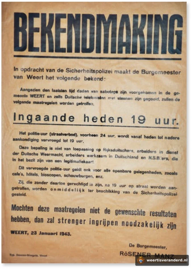 Bekendmaking tijdens de Duitse bezetting