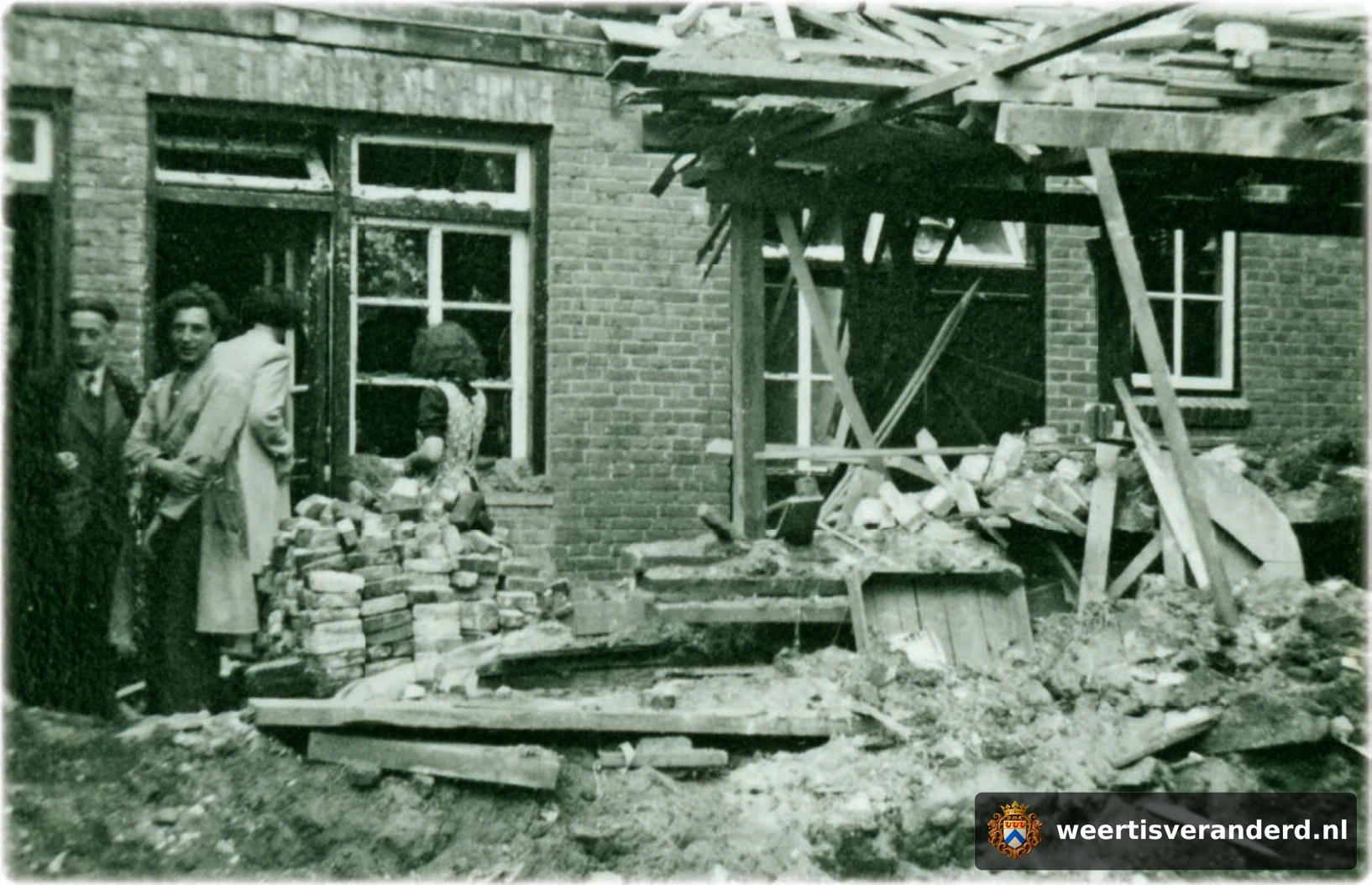 Het beschadigde huis van de familie Nies