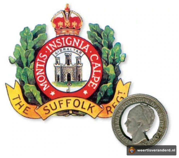 Embleem van het Suffolk Regiment en herdenkingsmedaille