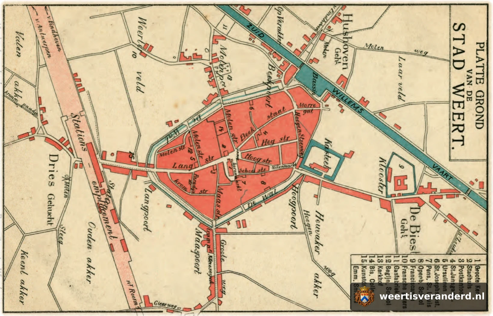 Plattegrond van Weert door drukkerij E. Smeets