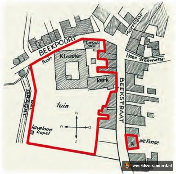Plattegrond van het klooster van de Penitenten en het huis Die Roose
