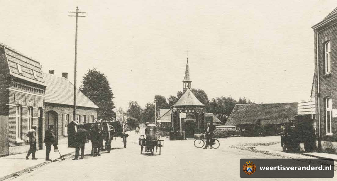 Sint Mathiaskapel op de splitsing Maaspoort en Maaseikerweg (1920)