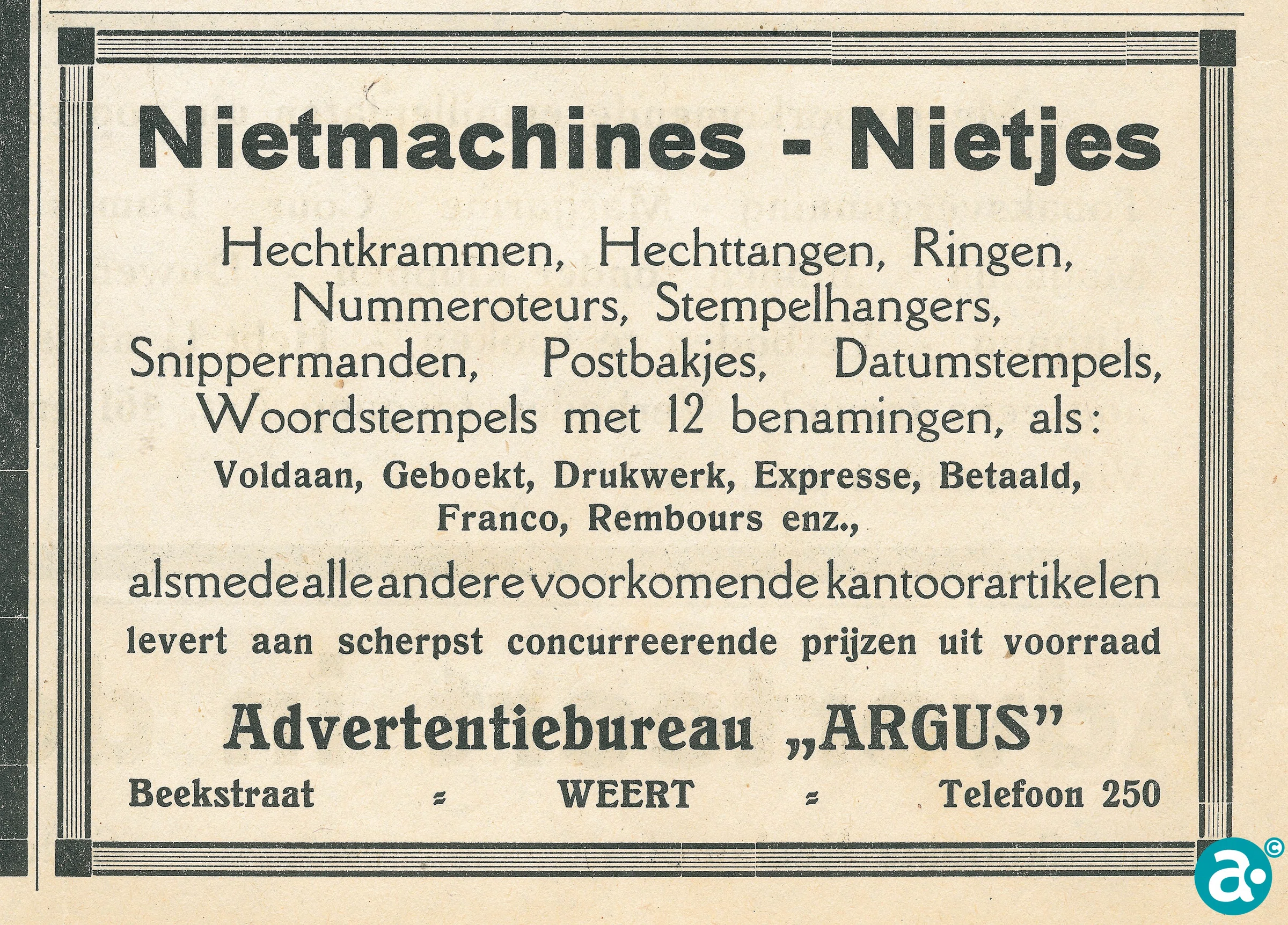 Argus kantoor- en schrijfbenodigdheden