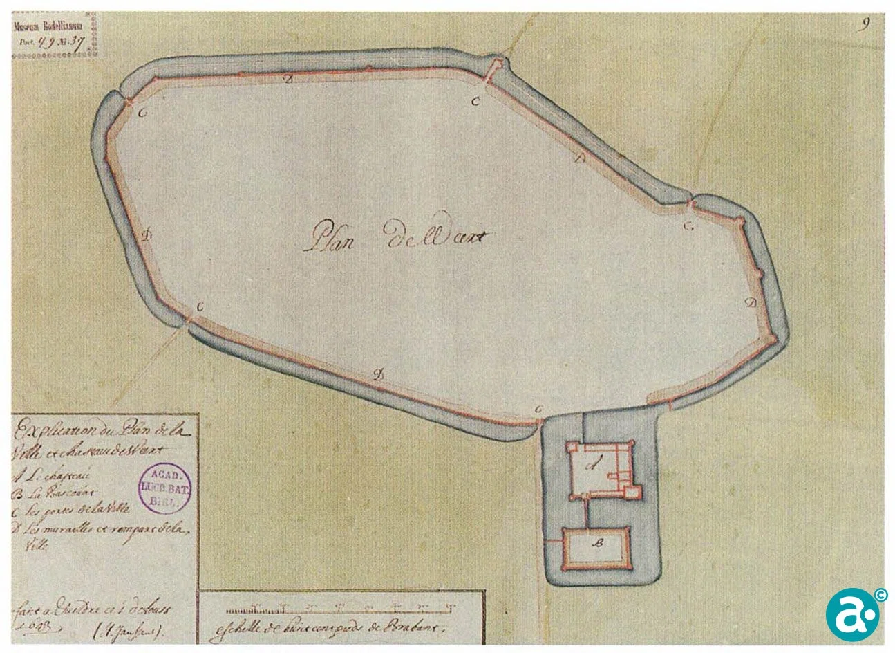 Kaart uit 1643 van de vesting Weert