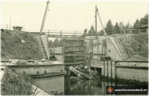 Schade aan een vernielde sluis