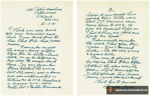 Brief van Gerald Lorne aan de nabestaanden van Els Kneepkens