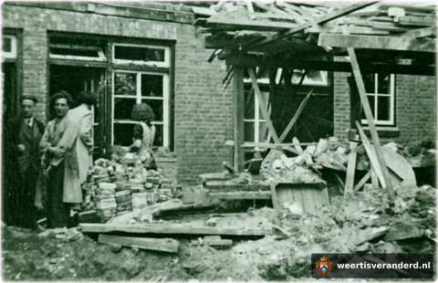 Het beschadigde huis van de familie Nies