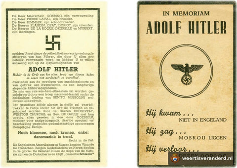 Spottende bidprentjes over Adolf Hitler