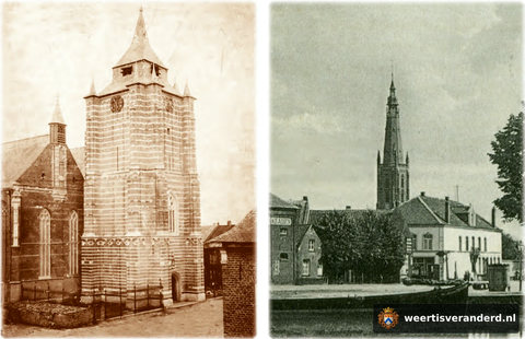 De Martinustoren vóór en na de verhoging