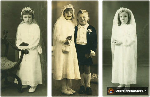 Communiefoto’s van Paula, Ans, Michel en Wies Vanderfeesten