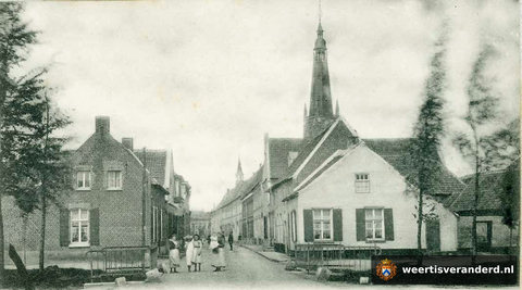 Maasstraat bij de latere Café-Tramhalt (1900)