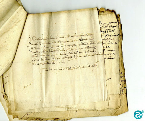 Kwitantie Martinus Pitten 12 september 1629
OAW 1162
