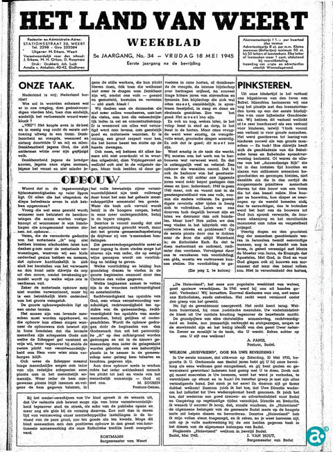 Land van Weert 18 mei 1945, eerste editie na de Tweede Wereldoorlog
