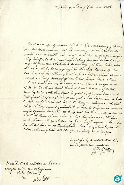 Volledige brief met het verzoek om een getuigschrift - GAW NAW inv.nr. 1446