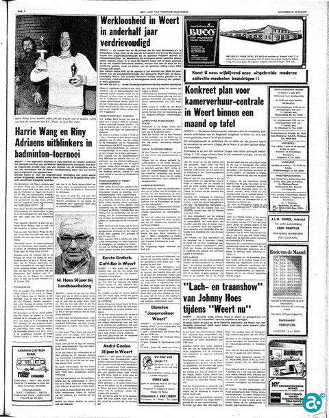 Rechts Harry Wang Weerter Badmintonclub
Artikel Land van Weert 27 maart 1973