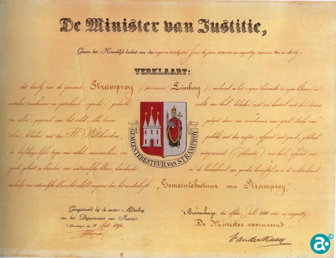 Verklaring ten aanzien van de vaststelling van het wapen van Stramproy uit 1894