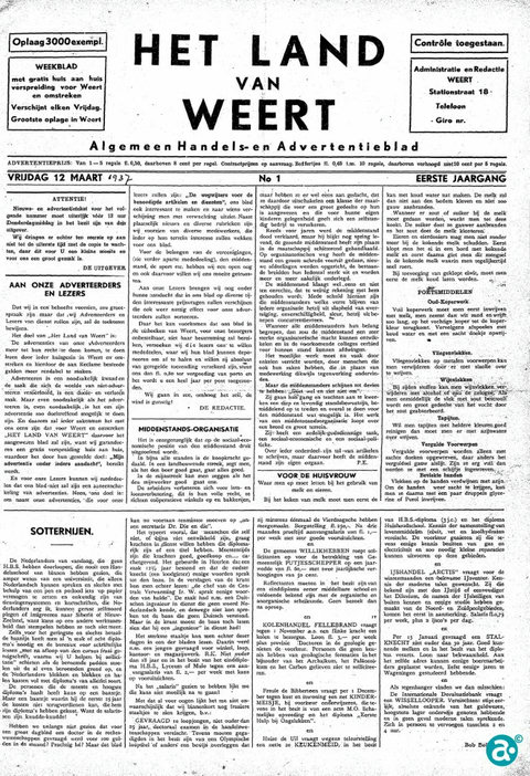Eerste editie
Land van Weert van 12 maart 1937
