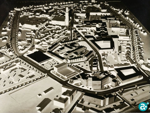 Maquette kernplan binnenstad 1970 vanuit het noorden gezien -
 GAW Beeldbank 8695