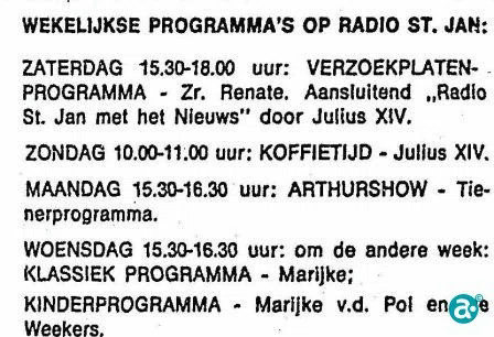 Uitzendschema Radio St. Jan weekblad Op de Keper 25 januari 1971