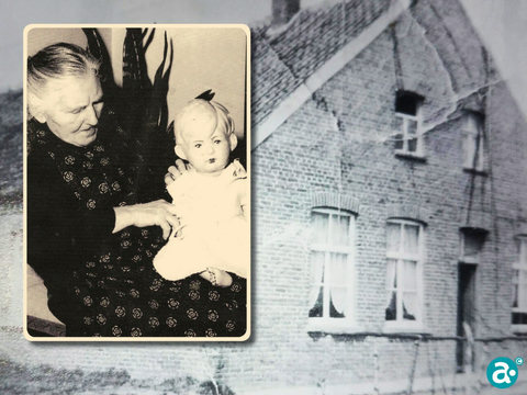 De Roeëj Tej wi-jtj al hieël aod waas en ’t neet mieër zuûver wist en de vuuërgaevel van ’t boorderi-jke. (Foto Bea Haex)