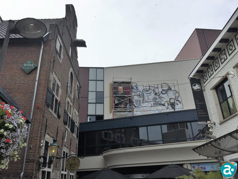 Mural in wording van Philippe de Montmorency, graaf van Horne in centrum Weert