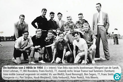 Foto: archief Frits. 2HBSb in 1954. De kuitklas.